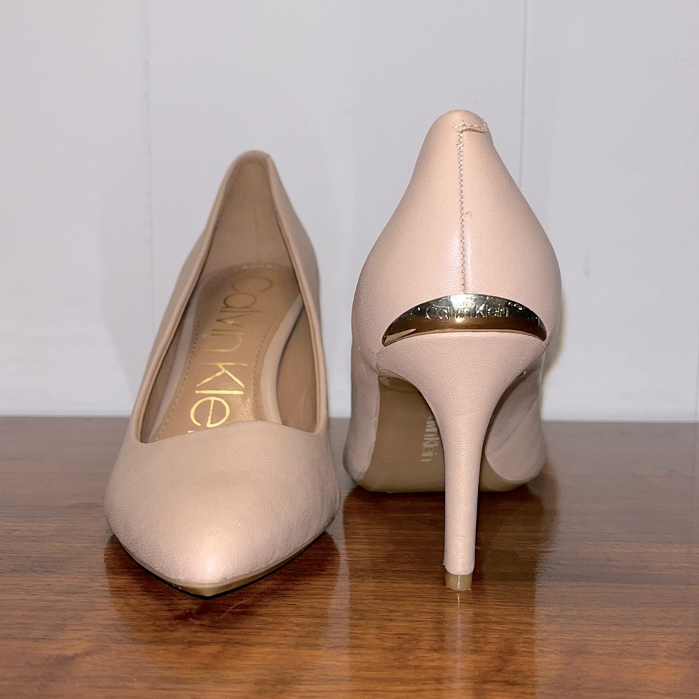 Calvin Klein Kamara Nude Leather Pump Heels